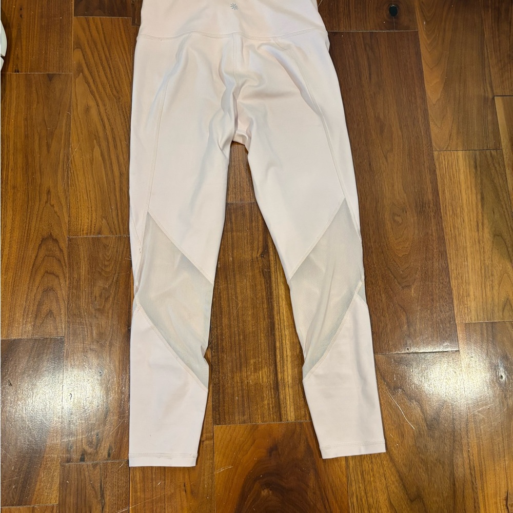 Athleta Soft Pink Leggings with mesh- size Small